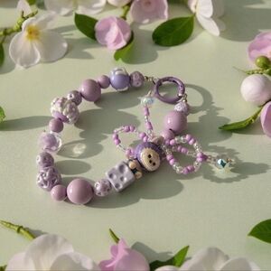 Lavendar-Colored Beaded Phone Charm